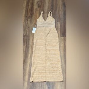 Torn by Ronny Kobo Beige Knit Maxi Dress